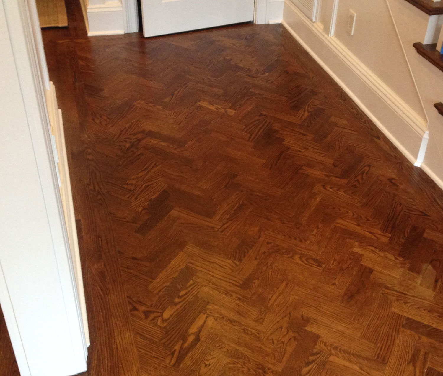 French herringbone white oak floor by Verchota Floors